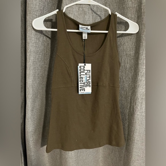 Future Collective Tops - Elegant Olive Sleeveless Tank Top